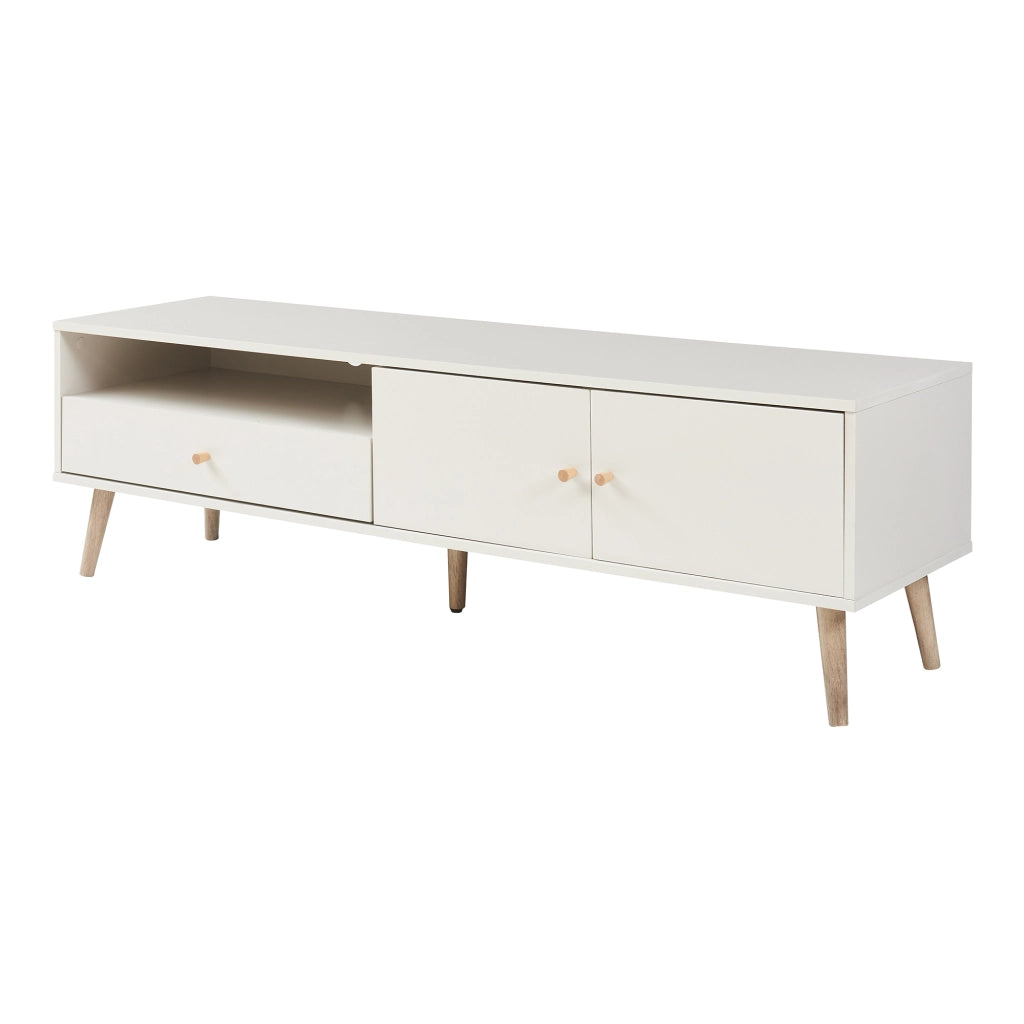 Mobile Porta TV Hallevil con Cassetto e 2 Ante 150x39x45 cm - Grigio chiaro [en.casa]