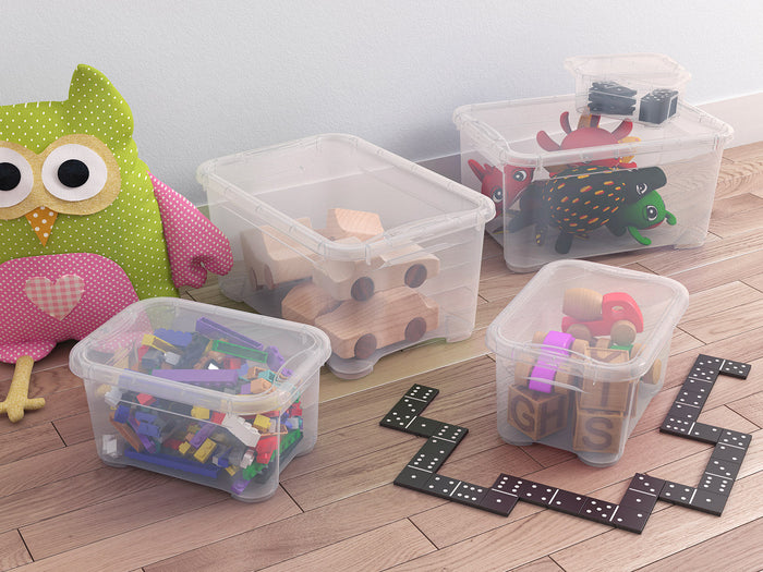 Set 5 Contenitori Rettangolari 38x26x19 cm in Plastica Keter T Box XS Trasparente