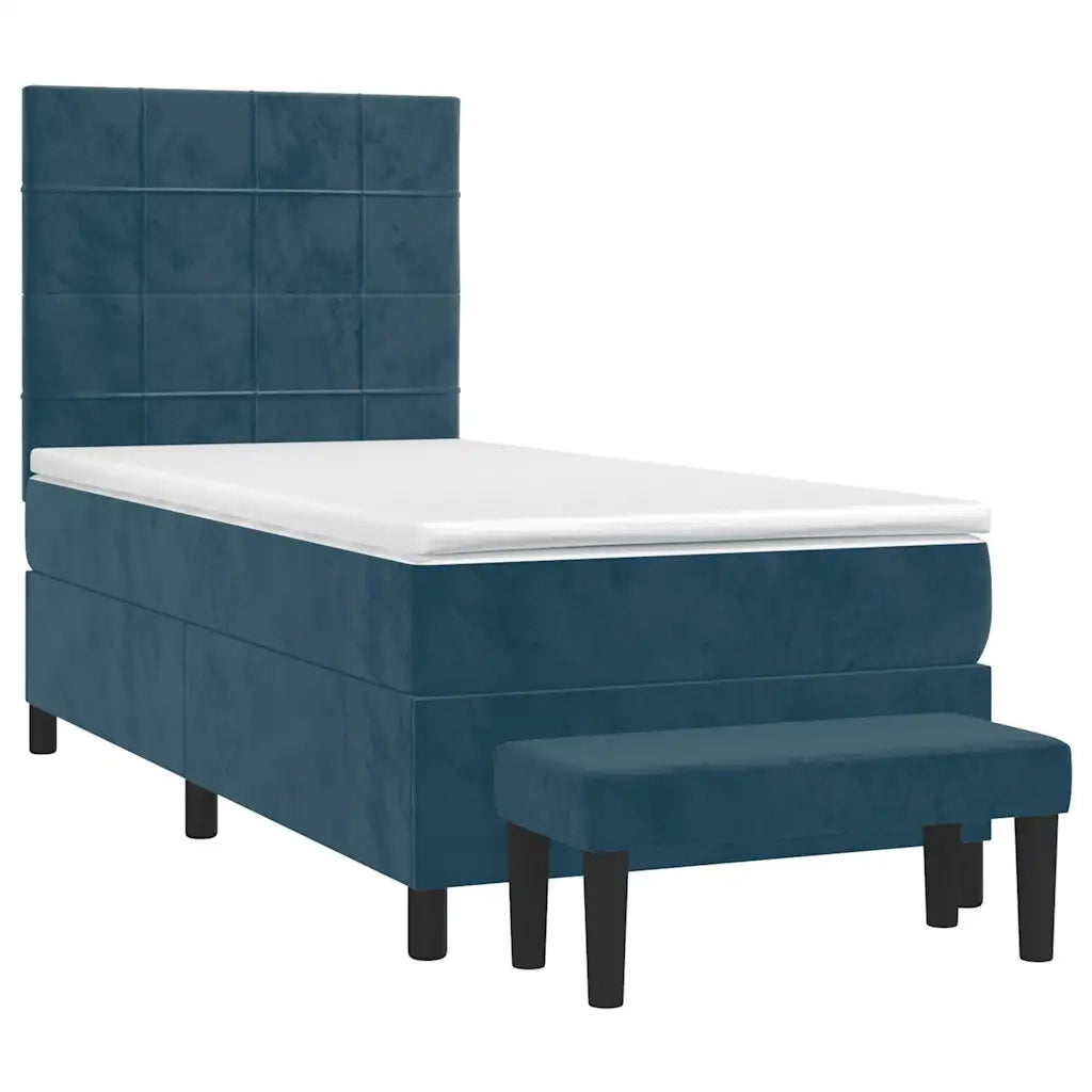 Giroletto a Molle con Materasso Blu Scuro 100x200 cm in Velluto 3137831