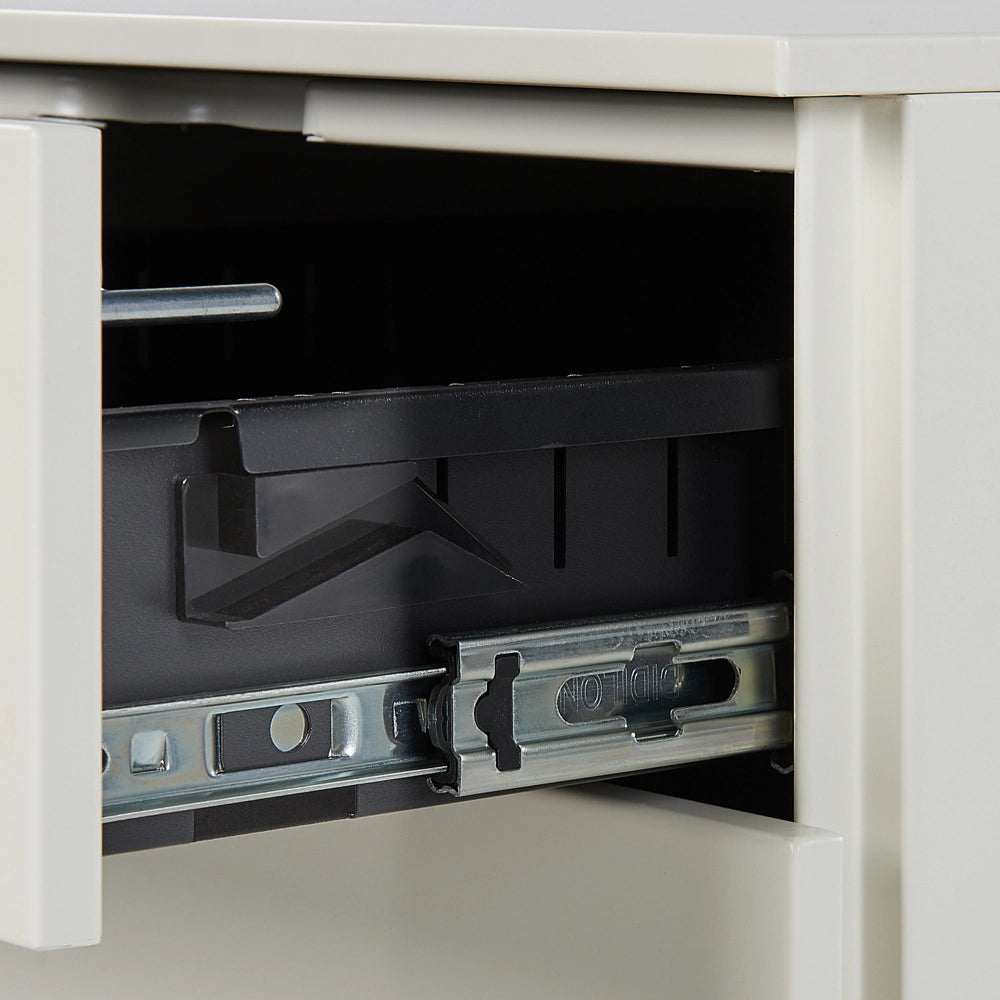Mobiletto Ufficio Acciaio Nero con Ruote 3 Cassetti Chiusura a Chiave Design Industriale
