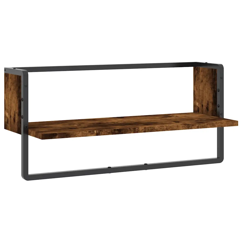 Mensola a Parete con Asta Rovere Fumo 65x25x30 cmcod mxl 83726