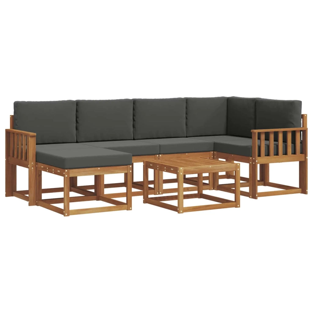 Set di divani da esterno con cuscino 7 pcs Naturale e Antracite