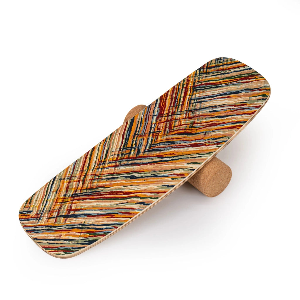Tavola di equilibrio in legno 11 strati multistrato rullo sughero stabilizzato 79 cm-Tavola avanzata per allenamento surf skateboard snowboard hockey