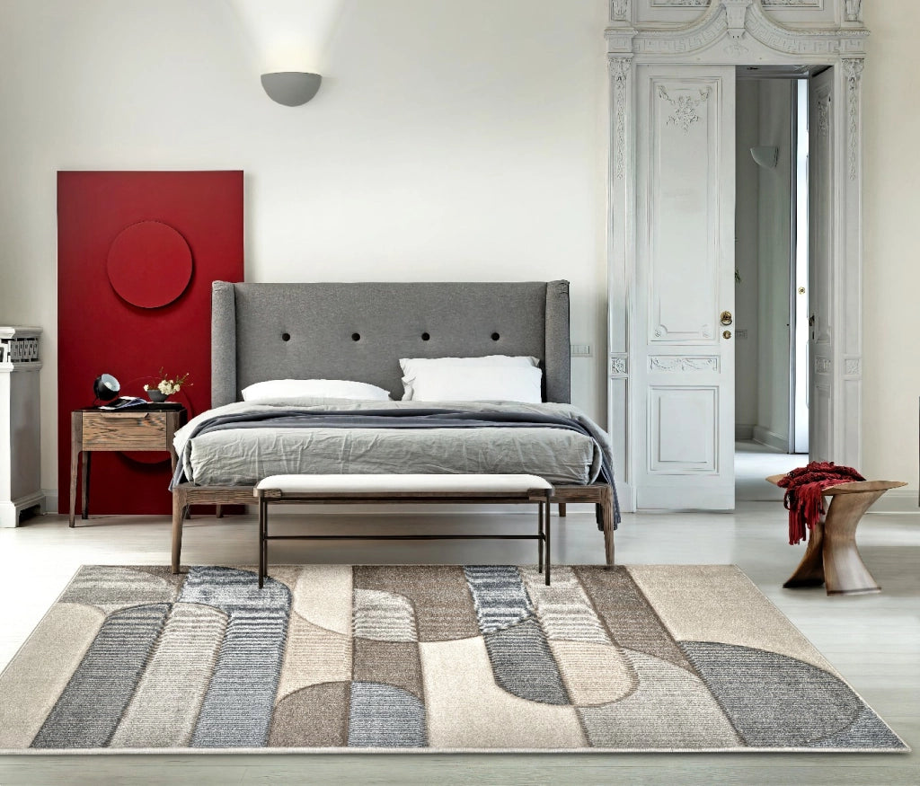 Tappeto FUNNY H8231 grigio beige cm.240x340 design moderno contemporaneo