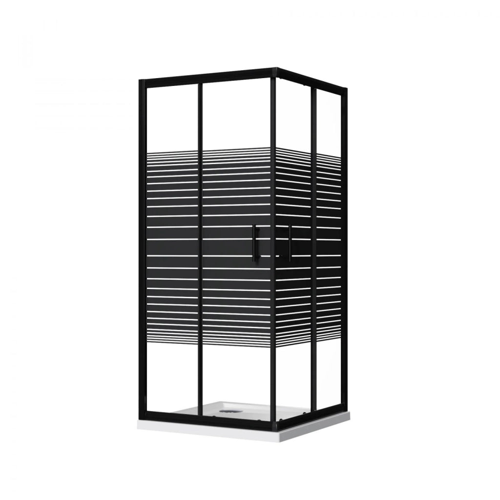 Box doccia due lati scorrevole cristallo 6mm serigrafia nero, 80x80cm h.190 Black Slate