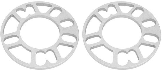 Hub Wiel Spacer Universale 10mm in Alluminio - 2 Pezzi - Adatto per 4/5 Ruote a 5 Viti - Argento