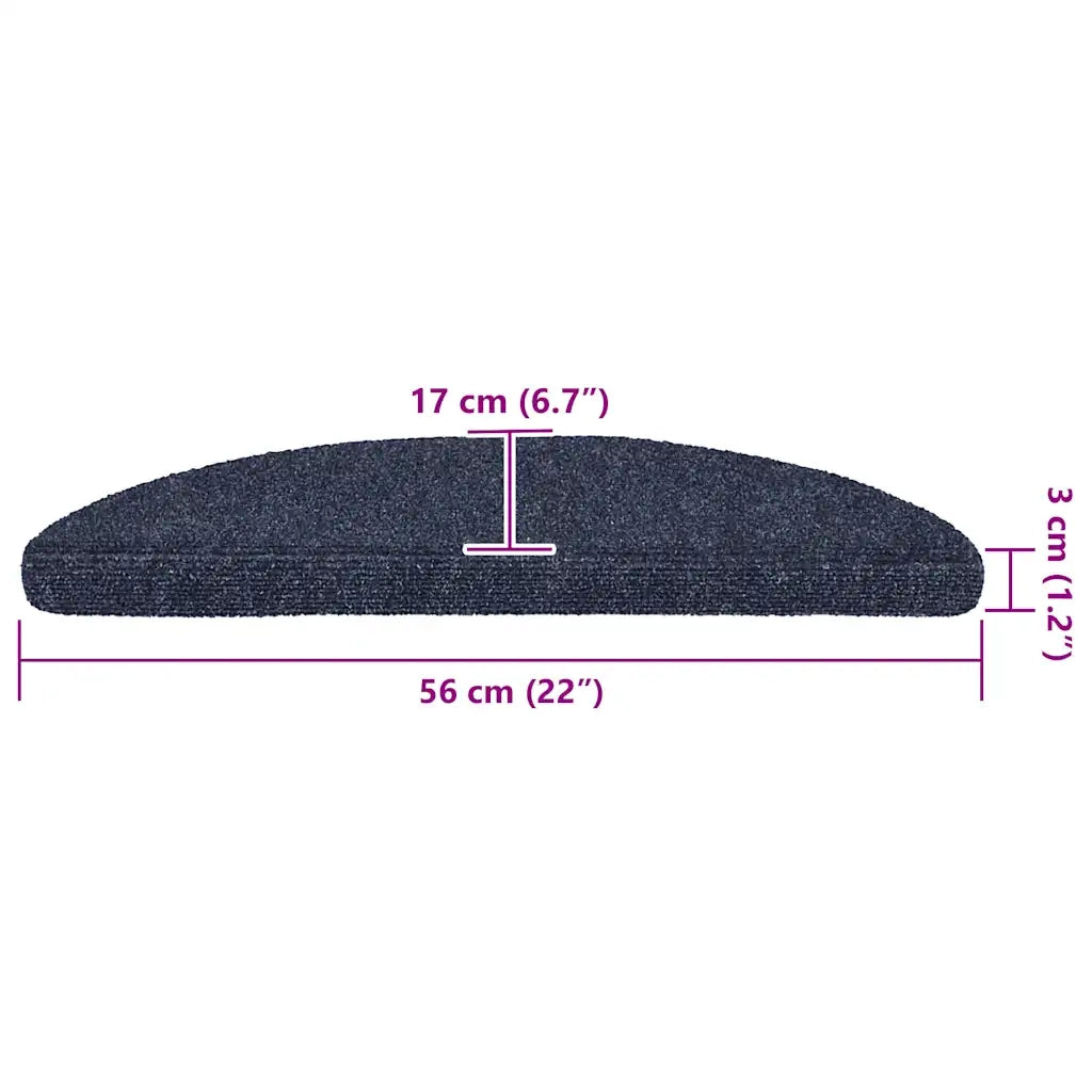 Tappetini per scale autoadesivi 30 pz | Gradini per Scale 56x17x3 cm blu semicircolari