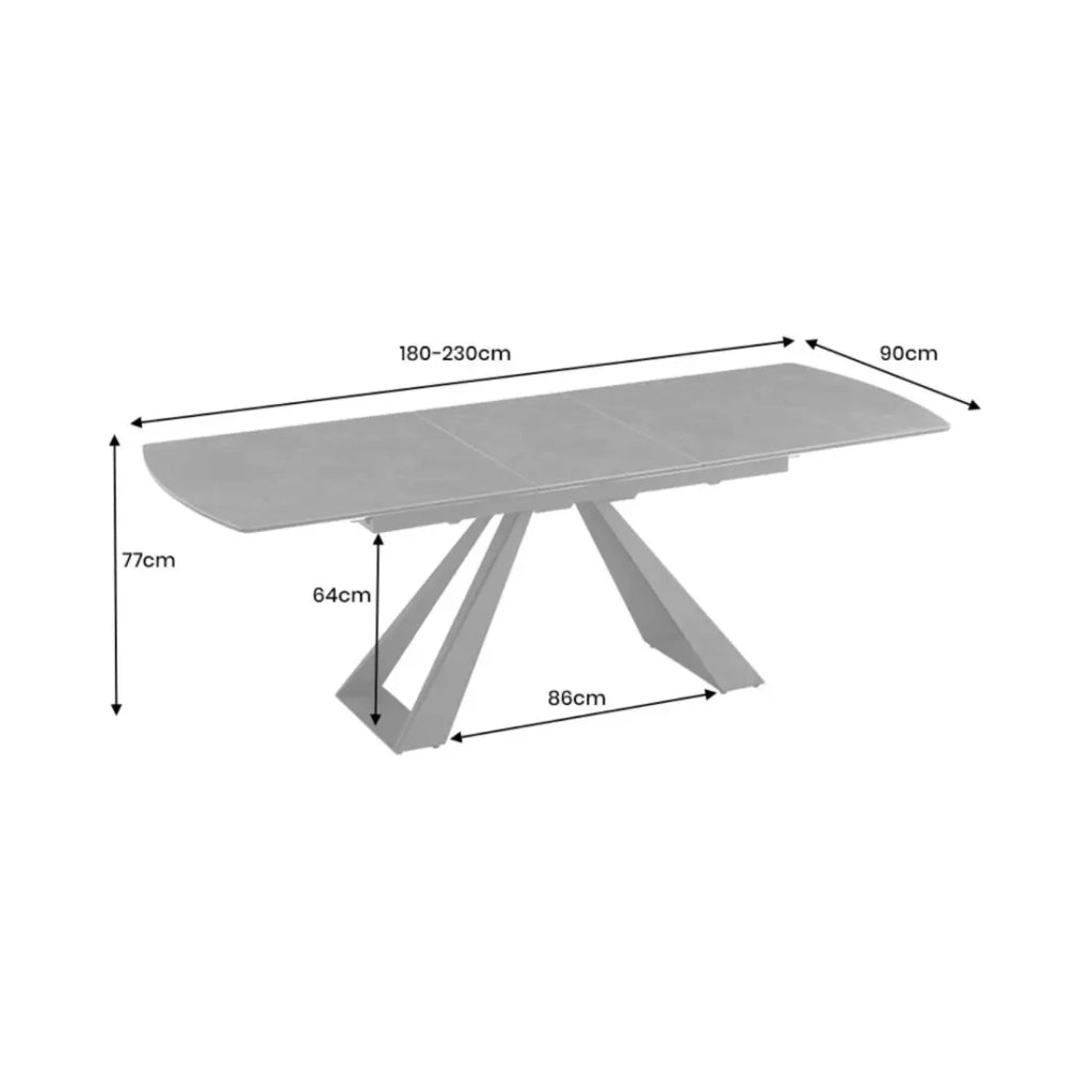 Tavolo da pranzo allungabile OBLIKA 180-230 cm – Ceramica nera e metallo