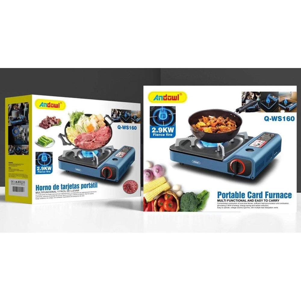 Trade Shop - Fornello A Gas Portatile Multifunzionale Campeggio Picnic Cucina All'aperto 2,9 Kw Q-ws160 -