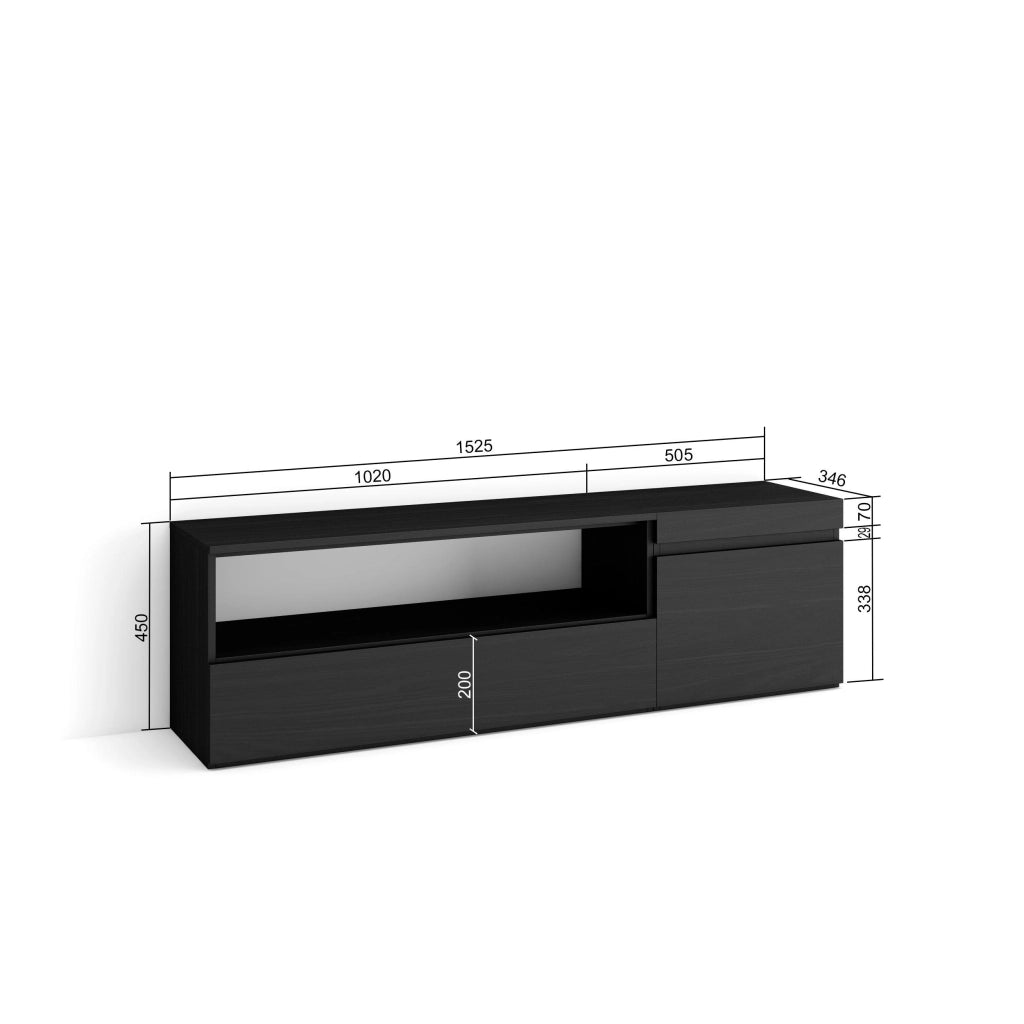 Mobile TV Soggiorno, 150x35x45cm, Per TV fino a 65", Mobile Soggiorno, Nero RF2475