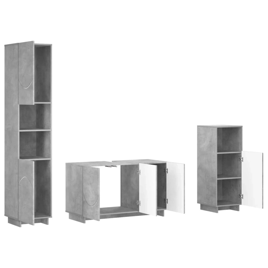 Set mobili da bagno 3 pz Grigio Cemento Legno ingegnerizzato 3433058