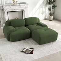 Divano velluto con LED e USB-C - Xylo - Poggiapiedi con storage, grigio chiaro