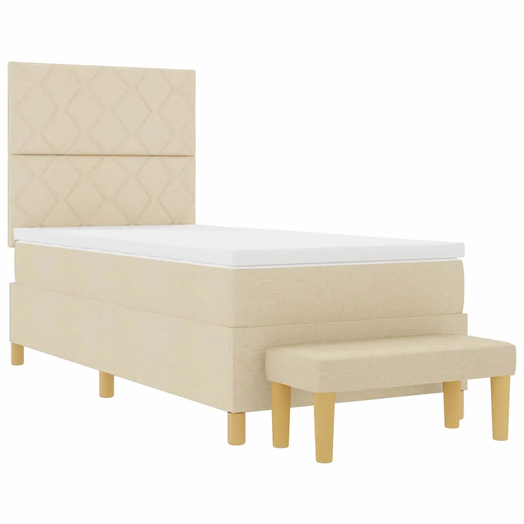 Letto a molle con cuscino Crema 190 x 90 cm Tessuto 3344343