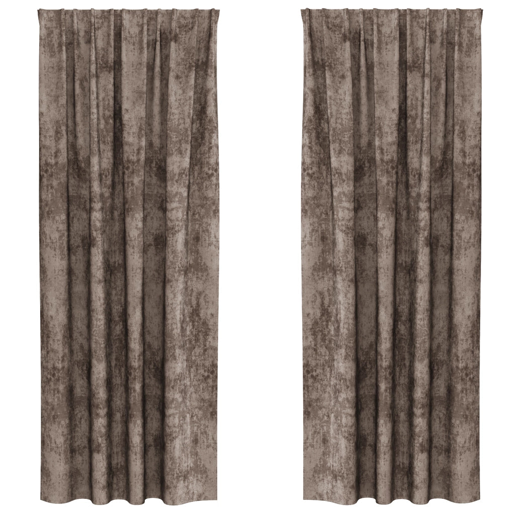 Tende in velluto 2 pz con occhielli cappuccino 245x140 cm