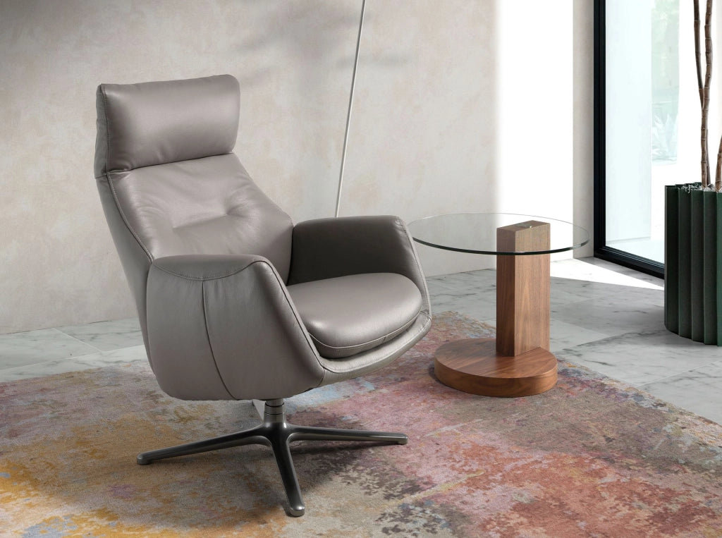 Poltrona girevole in pelle grigio scuro