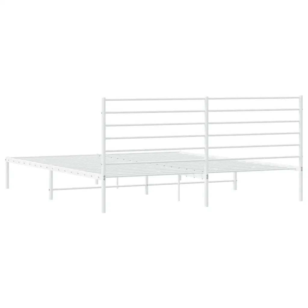 Letto matrimoniale | Letto per adulti | Giroletto con Testiera Metallo Bianco 193x203 cm
