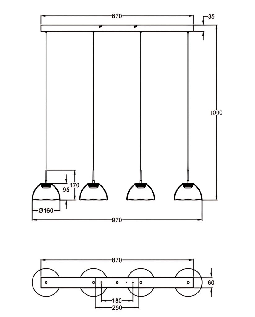 Lampada a Sospensione Lucille Cognac 28W LED CCT 2700K-4000K, Struttura Metallo e Vetro Borosilicato, Dimmerabile a step - 87x6x200cm