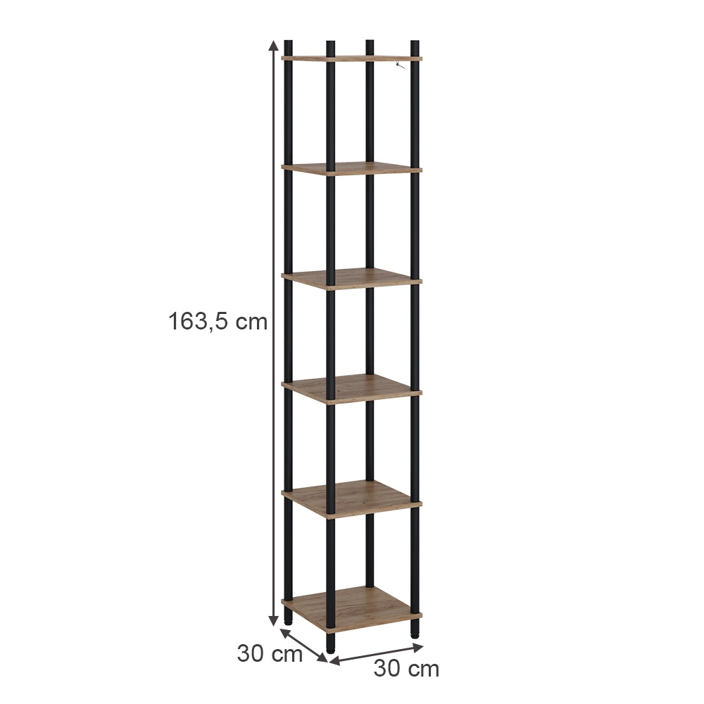 Vicco Libreria Quercia dorata/antracite 30 x 163.5 cm 6 ripiani