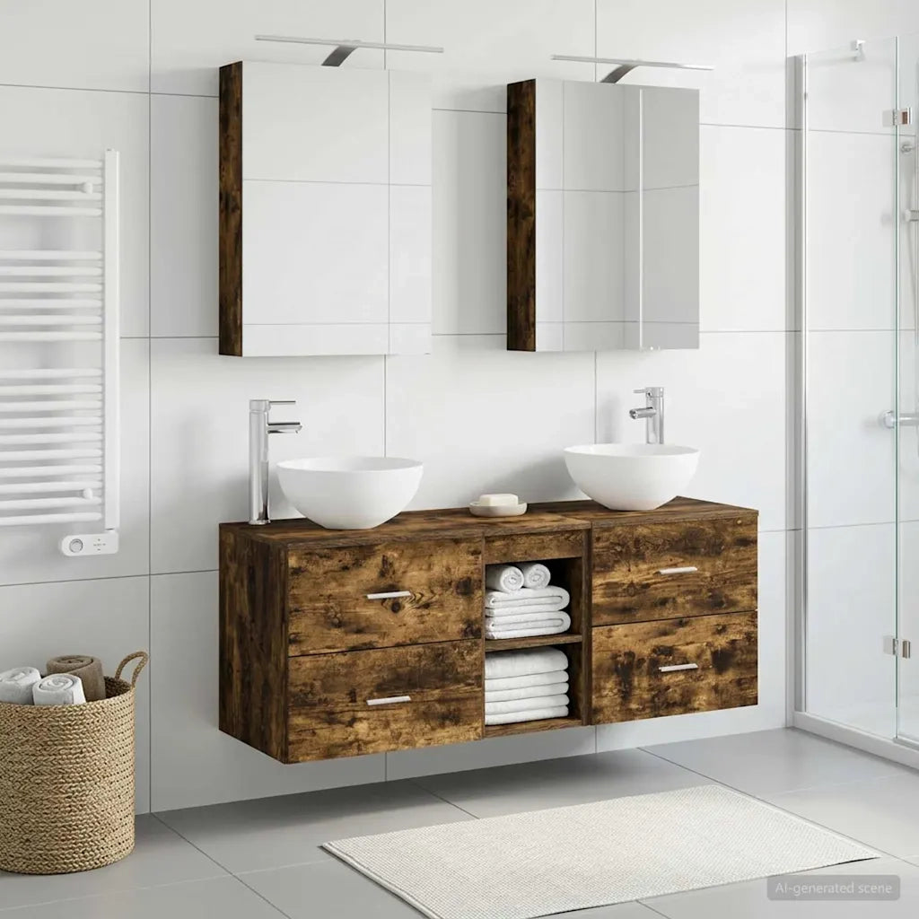 Set di mobili per il bagno 5 pcs Rovere Fumo 3406715