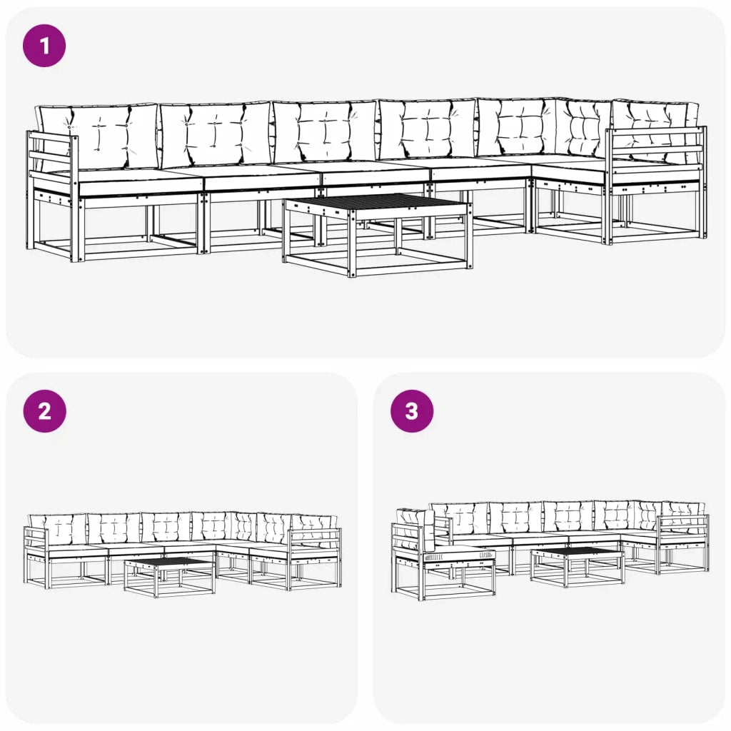 Set di divani da esterno 7 pcs Bianco e Beige 79 x 79 x 37 cm 3386537
