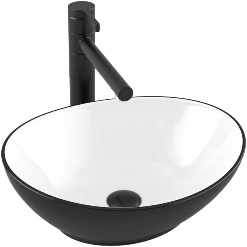 LAVABO DA APPOGGIO IN CERAMICA OPACA BIANCO NERO OVALE DA POSIZIONARE LOFT  SU PIANO
