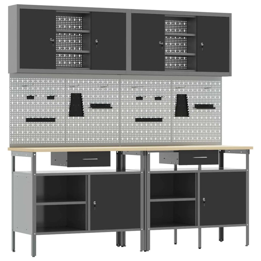 Set banco da lavoro con cassetto 8 pcs Rosso e Grigio 3321496