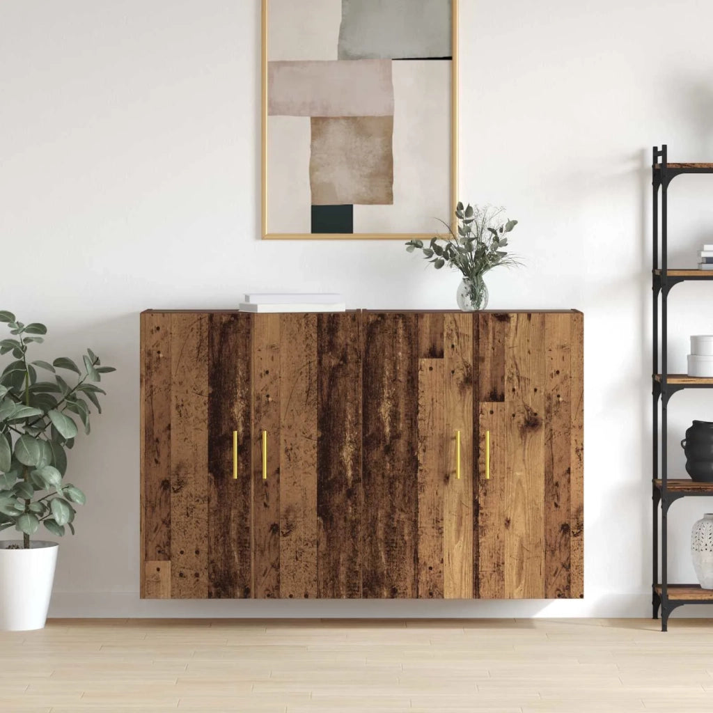 Mobiletto a muro 2 pcs Legno vecchio 69,5 x 34 x 90 cm 3394512