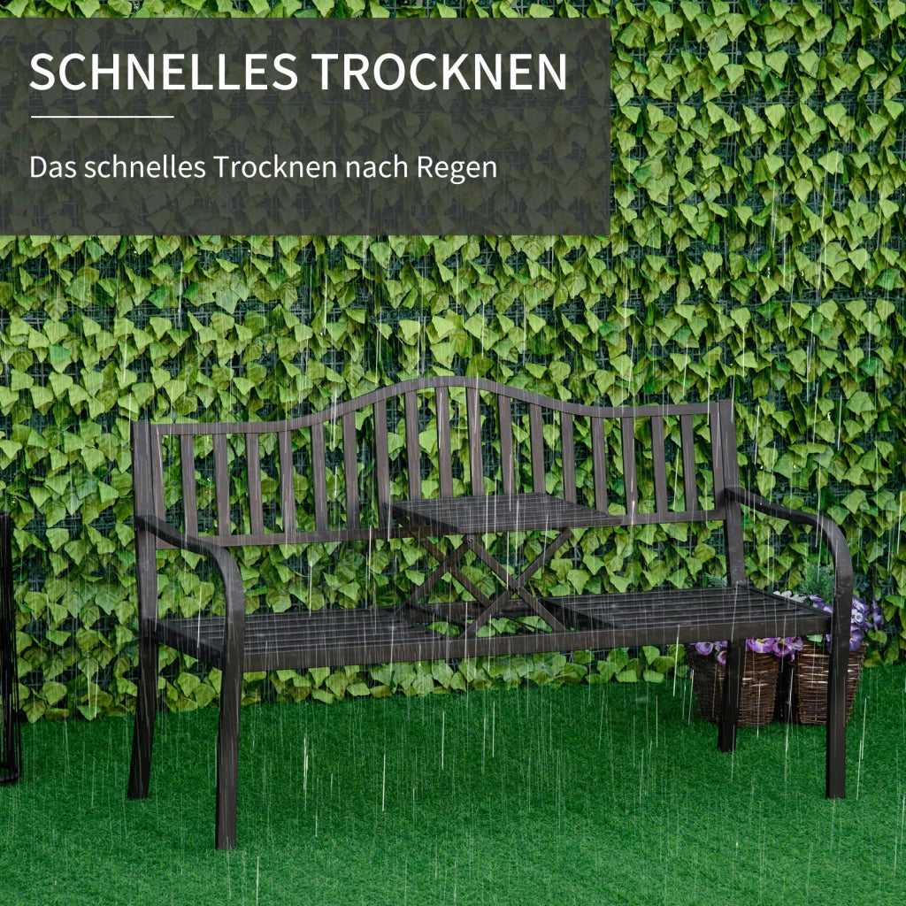 Panchina da giardino 2 posti con tavolo estraibile ¨C Minimal ¨C 150x58.5x90 cm nero