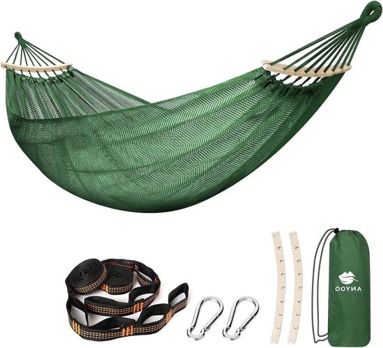 Hangmat ademend con sistema di sospensione - trasportabile e duraturo - fino a 450 libbre - con valigetta - per giardino e terrazza