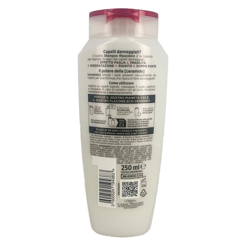 L'OREAL PARIS ELVIVE SHAMPOO RIPARATORE TOTAL REPAIR 5 CONCENTRATO DI CERAMIDE PER CAPELLI DANNEGGIATI 250 ML