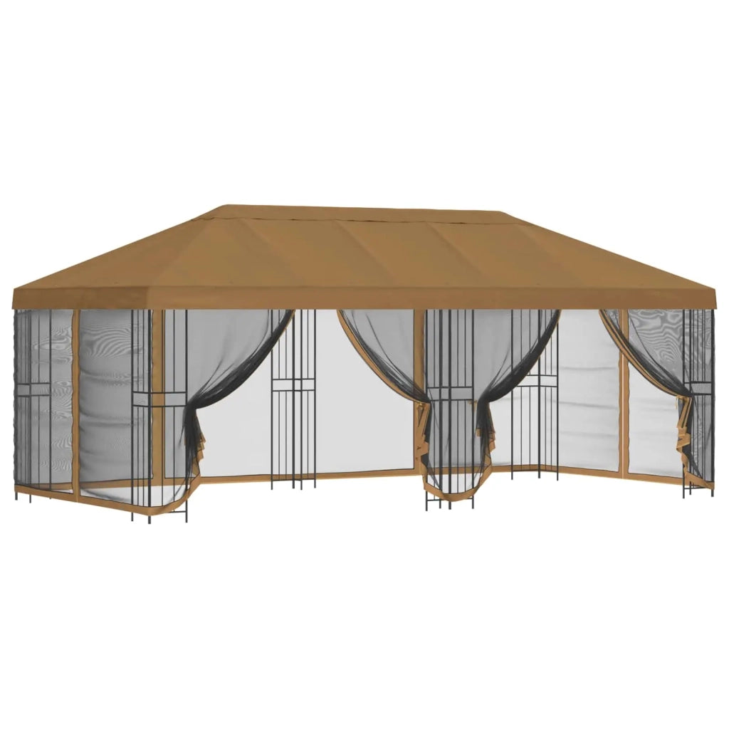 Gazebo con pareti laterali 6 x 3 m Beige Poliestere e Acciaio 3375994