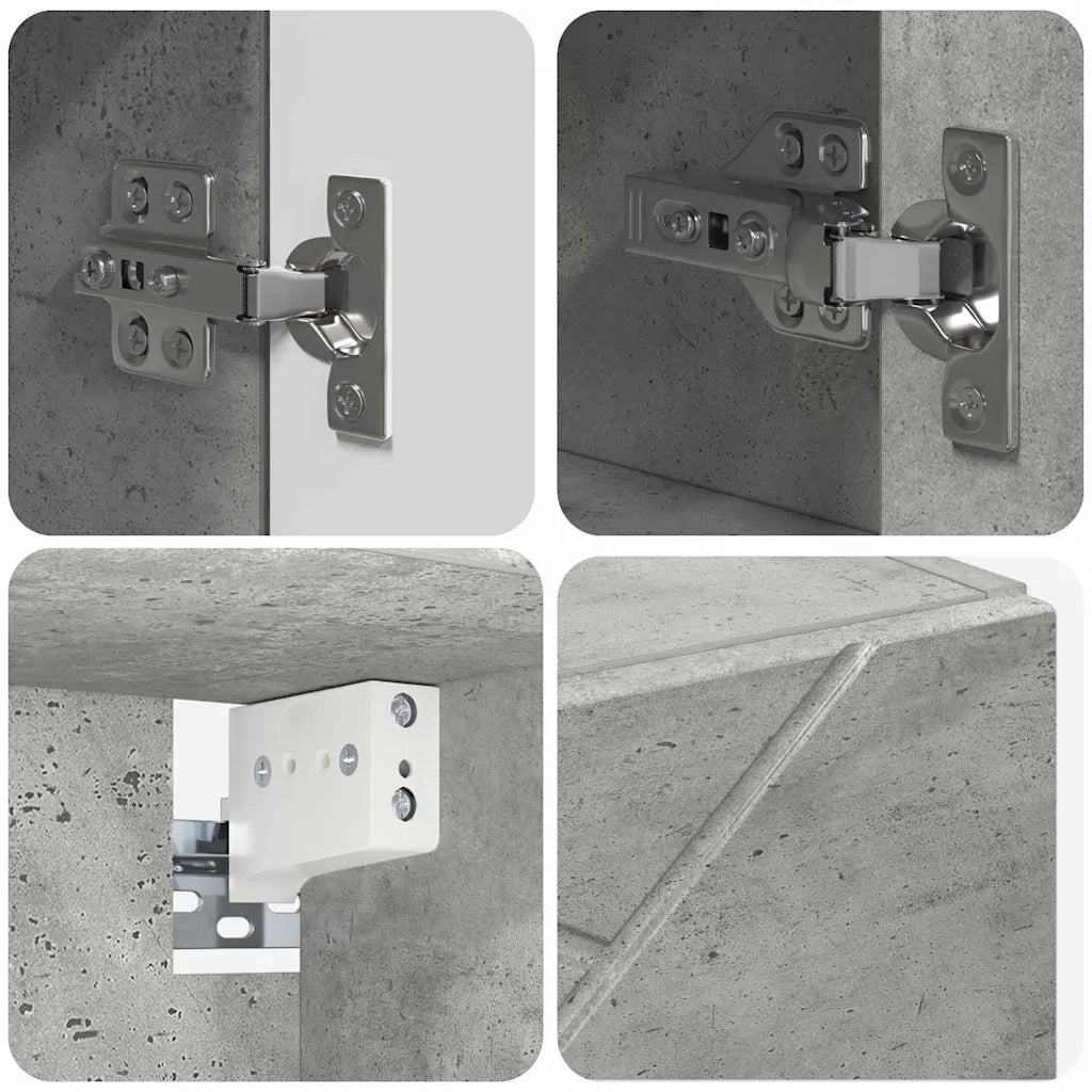 Set di mobili per il bagno con cassetto 4 pcs Grigio cemento 3393056