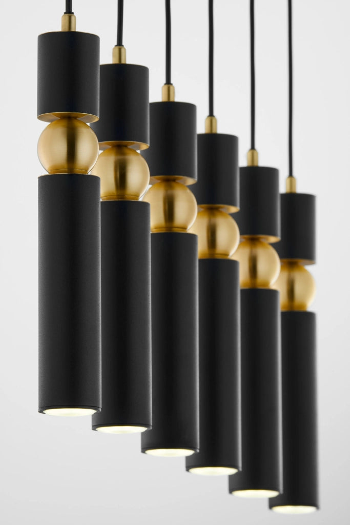 Lampada sospensione barra 90cm nero oro 6xGU10 ALAS