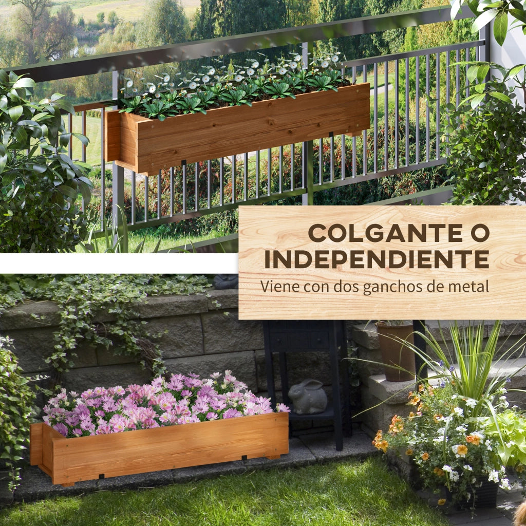 Fioriera da Giardino in Legno con Gancini ¨C Xylo ¨C 91x18x16,5 cm Naturale