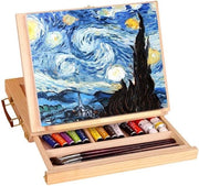 Sedia da Pittura in Legno Flessibile con Carrello per Bambini - Cassettone da Pittura in Legno per Artisti e Principianti