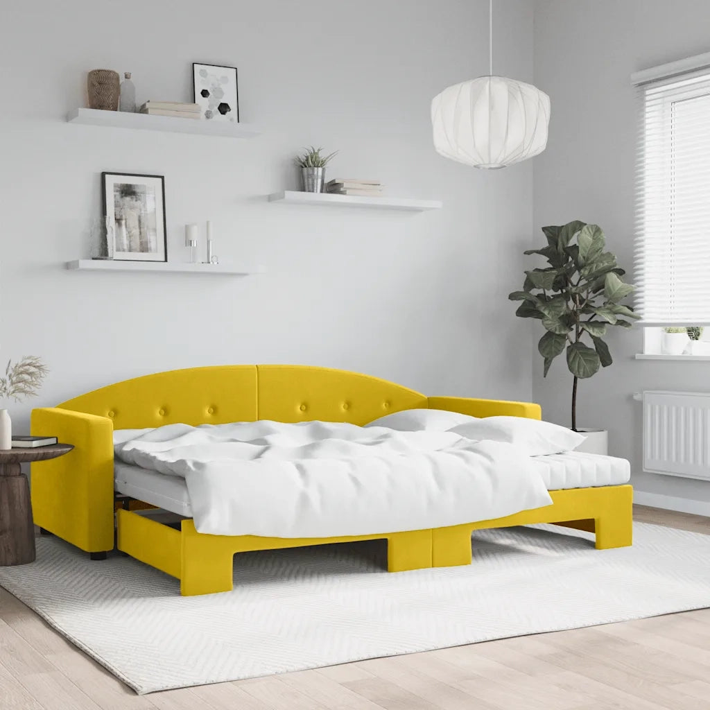 Divano Letto Estraibile con Materassi Giallo 80x200 cm Velluto 3197323