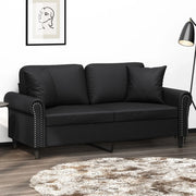 Divano a 2 Posti con Cuscini-Sofa 2 Posti con Cuscini Nero 140 cm in Similpelle 517115