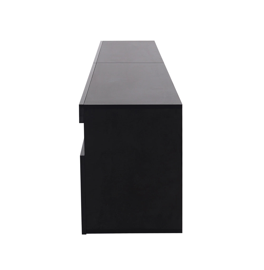 Mobile porta tv moderno con LED variabile, pannello lucido in MDF e vetro laminato nero 180 × 35 × 48 cm