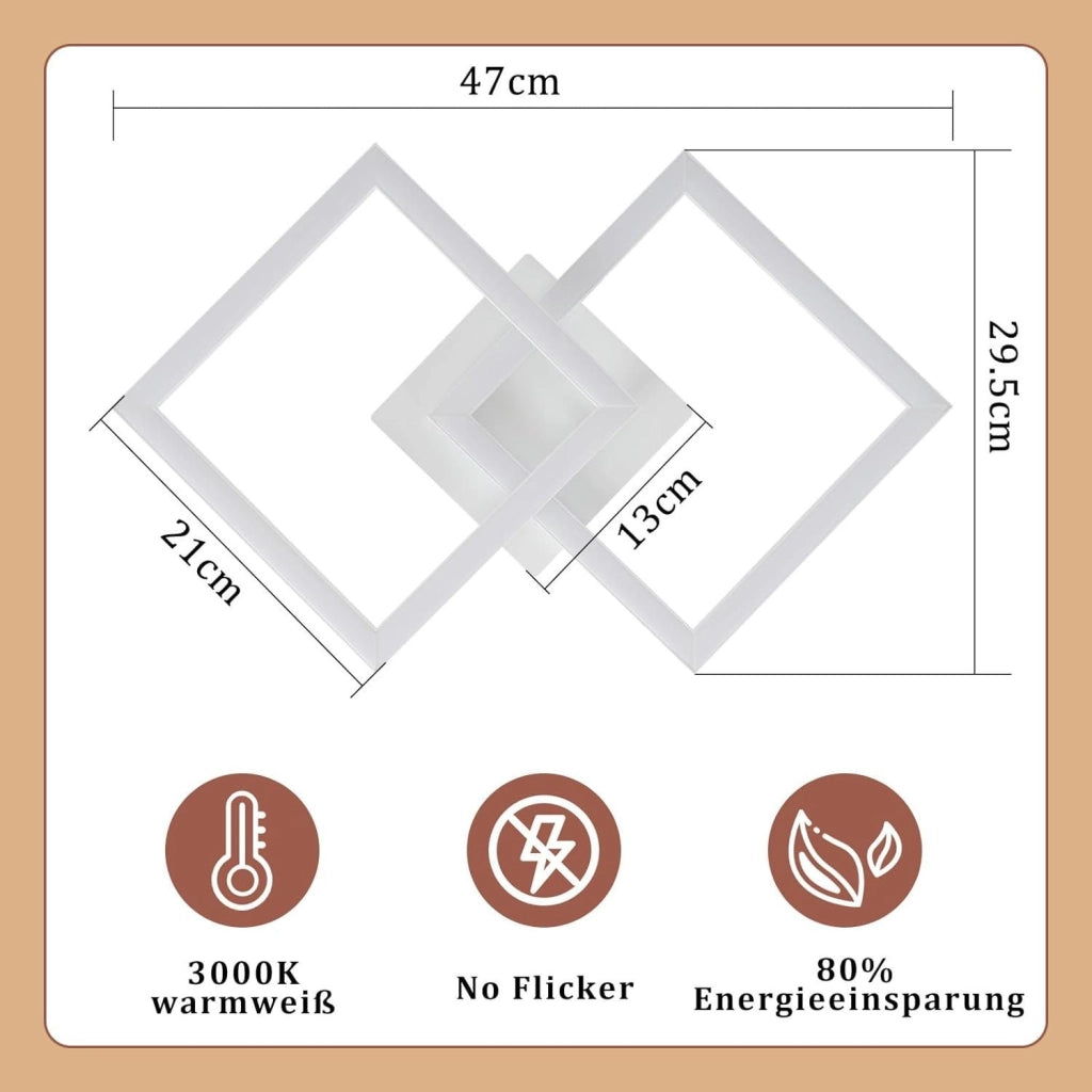 ZMH Lampada da Soffitto LED Moderna Bianca 24W Luce Calda 3000K per Soggiorno