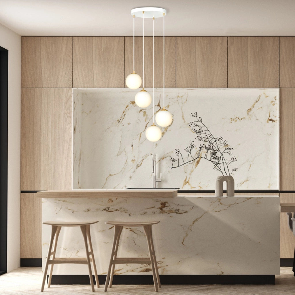 Lampadario Emibig Royal 4, 4xE14 bianco oro vetro