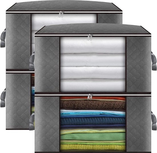 Organizzatore per abbigliamento - 4 pezzi - capacità di 90 l - organizzatore per abbigliamento e coperte con chiusura a zip e finestra trasparente