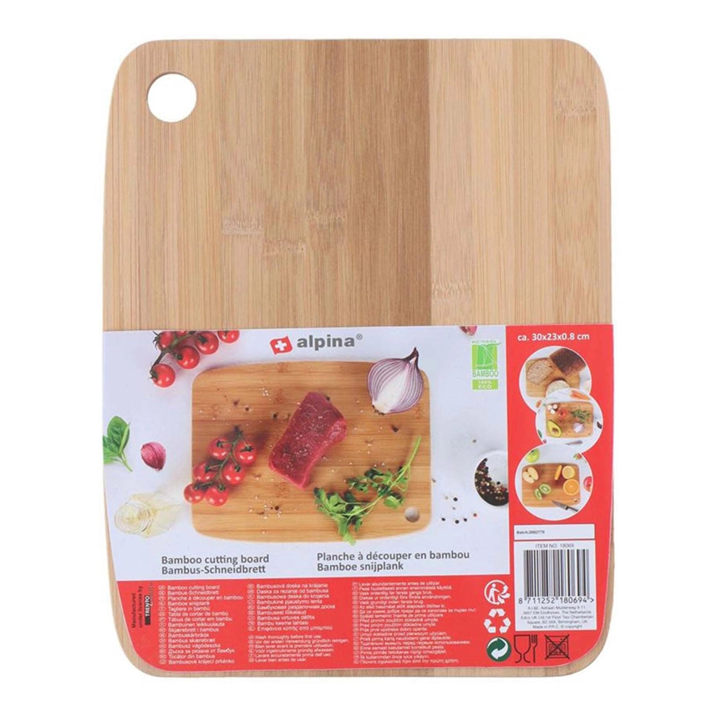 Tagliere in Legno di Bambù 30x23cm con Foro per Appendere Beige Alpina