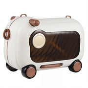 Valigia cavalcabile 2 in 1 con ruote fluide con pedali pieghevoli tracolla rimovibile e finestre laterali, Trolley bambini per bambini 2+ anni Marrone