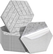 18 pezzi di pannelli acustici a forma di esagono con striscia, autoadesivi, pannello acustico, isolamento acustico, velluto, pannello per parete, colore chiaro grigio.