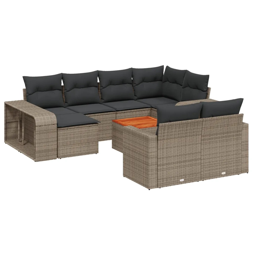 Set Divani da Giardino 11 pz con Cuscini in Polyrattan Grigio 3261310