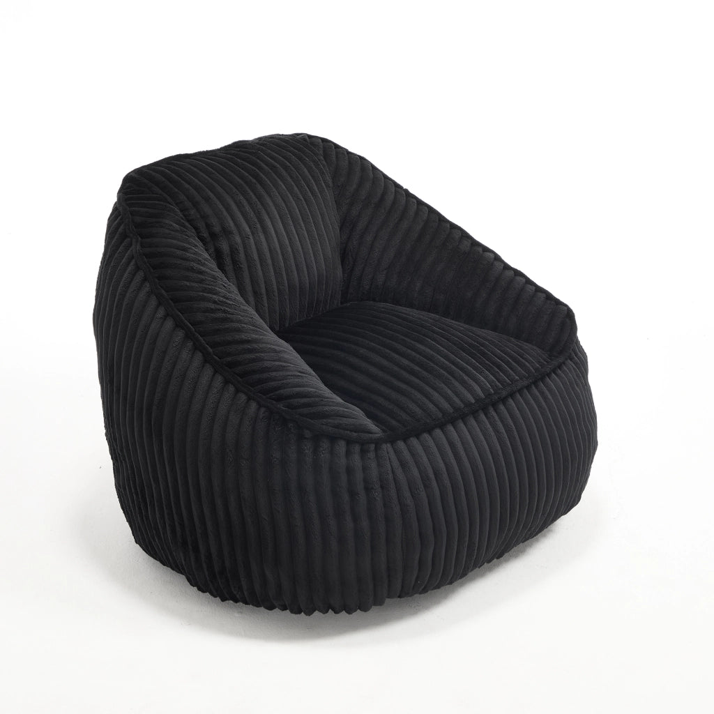 Pouf sacco 46x43x29 cm imbottito in velluto a coste nero