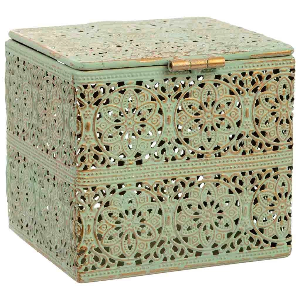 Scatola in metallo verde 12.5x12.5x11.5h cmh cm