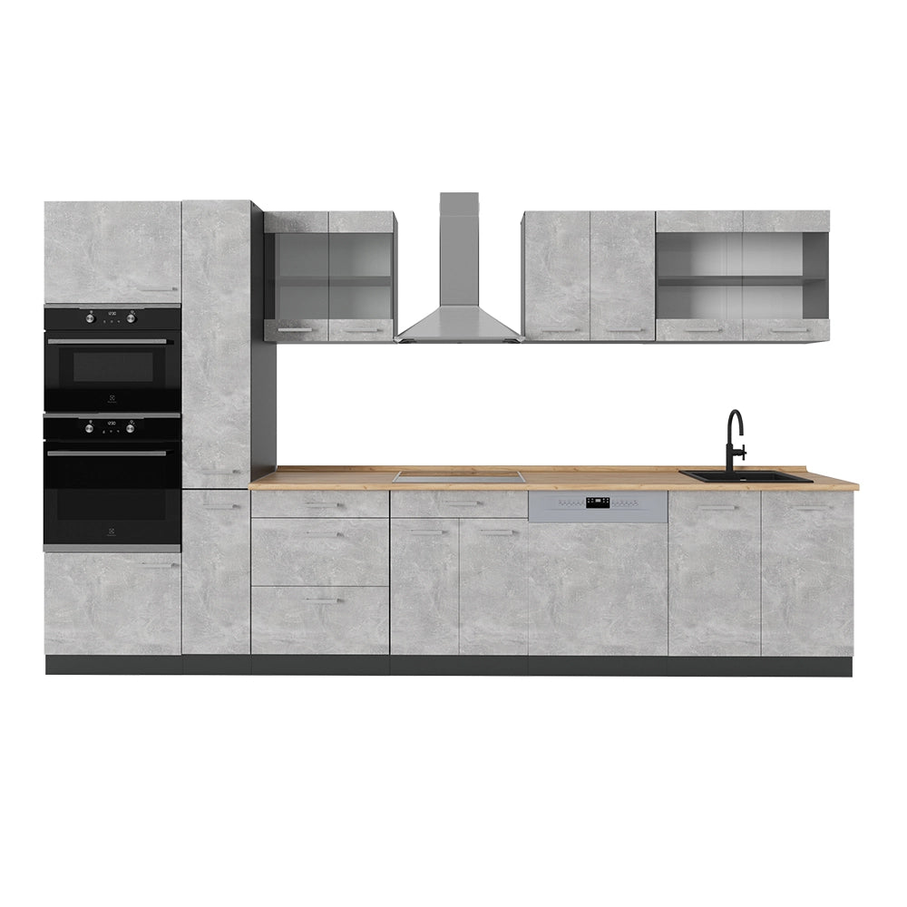 Vicco Cucina completa  Calcestruzzo/antracite 350 cm , PL Rovere
