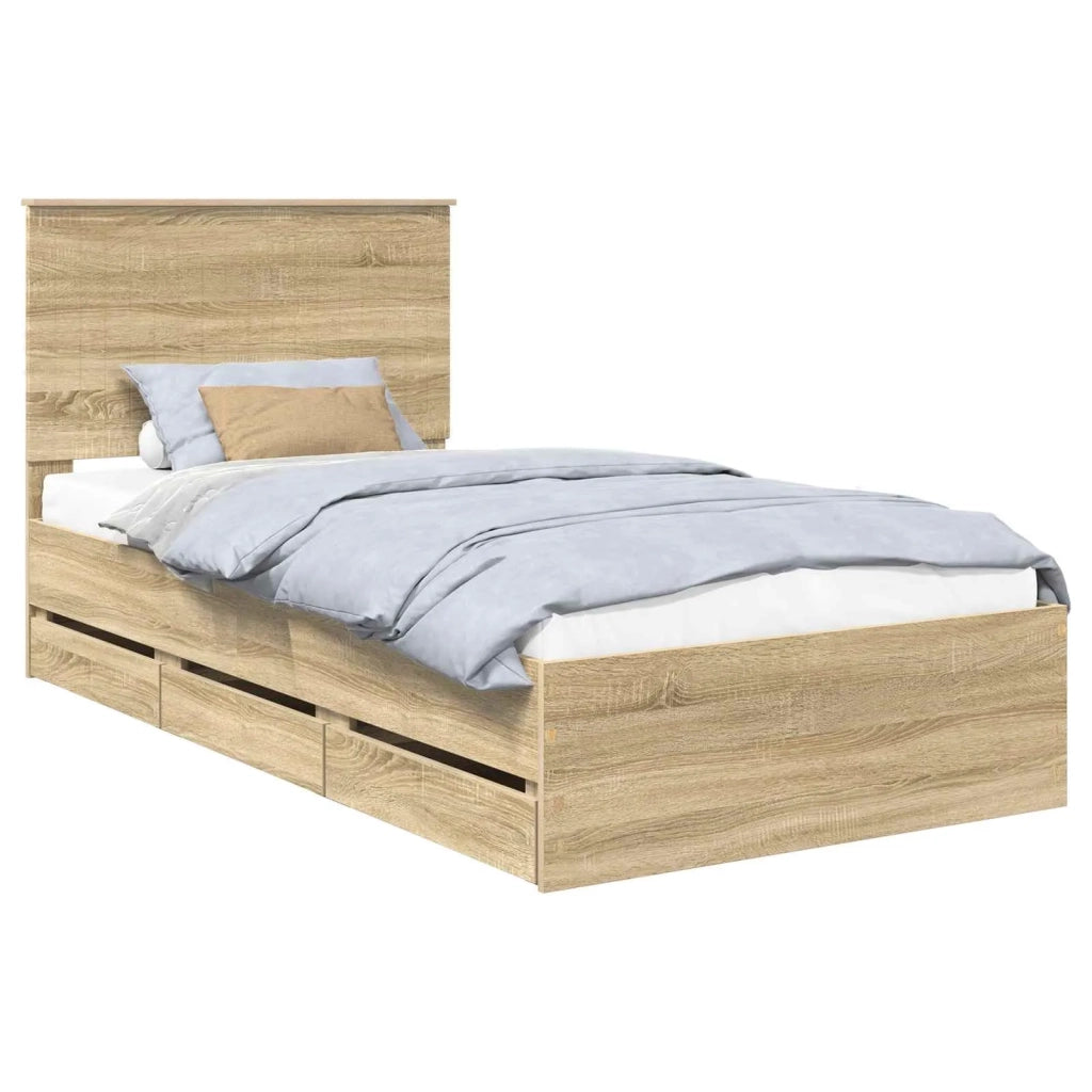 Struttura del letto con cassetto Rovere Sonoma 100 x 200 cm 3411147