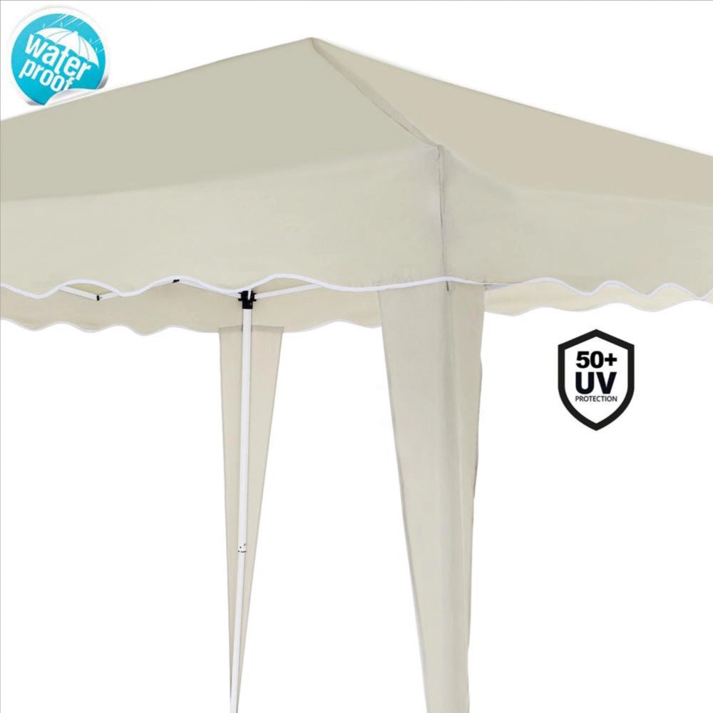 Trade Shop - Gazebo 3x3x2,5 Mt Pieghevole Ecru Impermeabile Richiudibile Tendone Giardino -